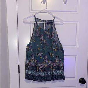 Blue Rain - Floral Green Tank Top